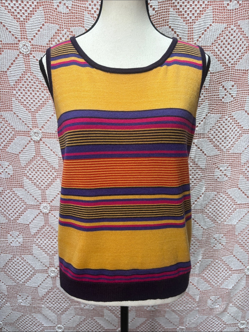 Viv De Muriel 100% Wool Striped Tank Top Medium